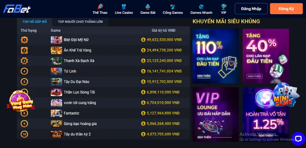 Trò chơi slot nổ hũ ae666